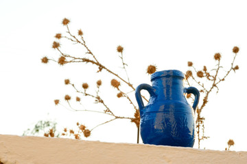 Belly amphora painted blue