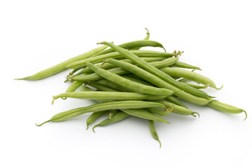 Green beans isolated on a white background.