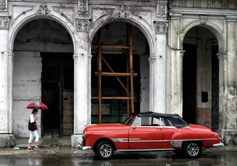 Havana, Cuba. Old classic American car on street of  Havanna.