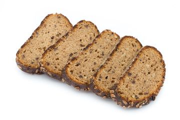 Rye bread isolated on white background.