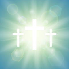 Religious background with three crosses.