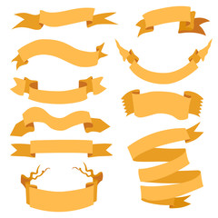 Vector Set of  Different Ribbons for Your Text.  Yellow Ribbons.