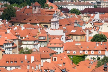 Fototapeta na wymiar Red roofs palaces in the Mala Strana, Prague, Czech republic