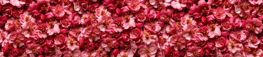 Pink flowers in a panoramic image - 107500150