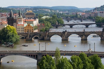 Obraz premium Old Town and Prague bridges from Letna, Prague , Czech republic 