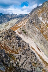 View of mountains from Solisko in High Tatras in Slovakia. Vertical photo