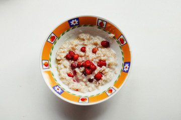 Healthy Homemade Oatmeal with Berries for Breakfast  