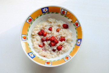 Healthy Homemade Oatmeal with Berries for Breakfast  
