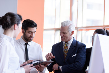 young startup businessman making presentation to senior investio