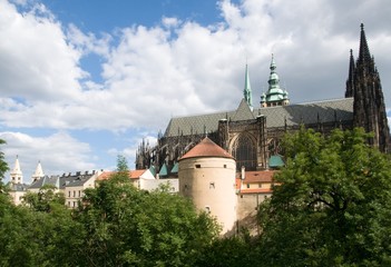 Prague castle from Royal garden, Prague, Czech republic