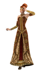 3D Illustration Princess of Autumn on White