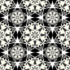monochrome pattern vintage ethnic ornament on a black background vector illustration