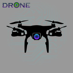 flying drone, quadrocopter, uav with camera Vector Illustration
