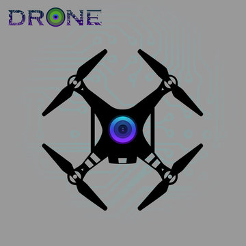 flying drone, quadrocopter, uav with camera Vector Illustration