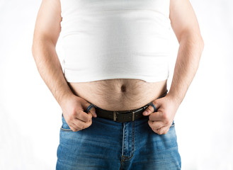big fat belly on white background