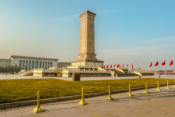 Monument to the People's Heroes on Tian'anmen Square - the third largest square in the world, Beijing, China.