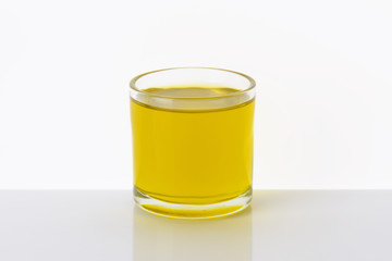 Glass of olive oil