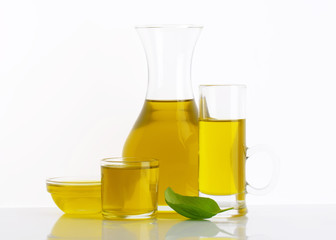 Olive oil in glass vessels