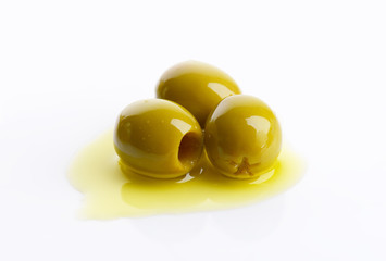 Pitted green olives