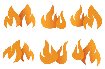 Orange Flame Symbols Vector Illustration