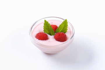 Bowl of raspberry yogurt