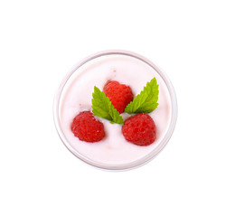 Bowl of raspberry yogurt