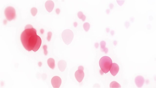 Red balloons rising on white background