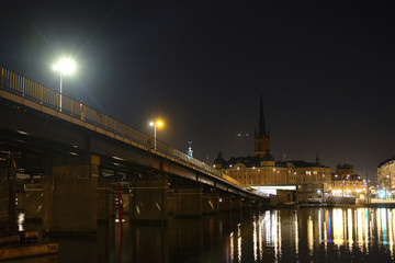 Fototapeta na wymiar Stockholm, Sweden - March, 16, 2016: night landscape with the image of Stockholm, Sweden