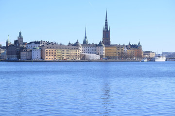 Fototapeta na wymiar Stockholm, Sweden - March, 16, 2016: panorama of an old town of Stockholm, Sweden