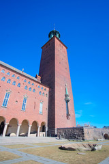 Fototapeta premium Stockholm, Sweden - March, 16, 2016: Сity Hall - one of the most popular tourist places in Stockholm, Sweden
