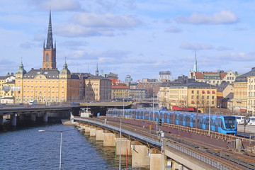 Stockholm, Sweden - March, 16, 2016: subway train in a center of Stockholm, Sweden