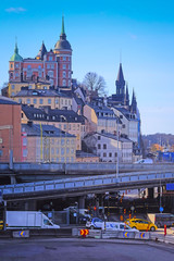 Stockholm, Sweden - March, 16, 2016: landscape with the image of Old Town in Stockholm, Sweden
