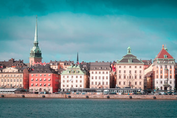 Naklejka premium Stockholm, Sweden - March, 16, 2016: landscape with the image of Stockholm, Sweden
