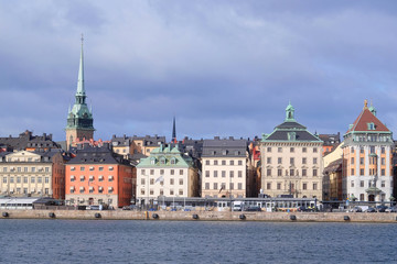 Fototapeta premium Stockholm, Sweden - March, 16, 2016: landscape with the image of Stockholm, Sweden