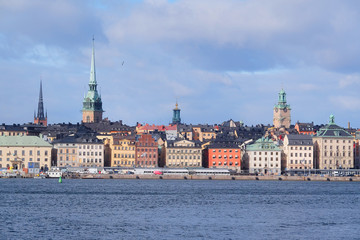 Obraz premium Stockholm, Sweden - March, 16, 2016: landscape with the image of Stockholm, Sweden