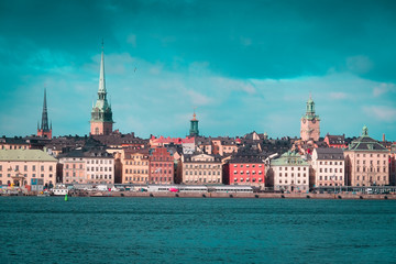 Fototapeta premium Stockholm, Sweden - March, 16, 2016: landscape with the image of Stockholm, Sweden