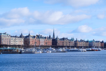 Fototapeta na wymiar Stockholm, Sweden - March, 16, 2016: landscape with the image of Stockholm, Sweden
