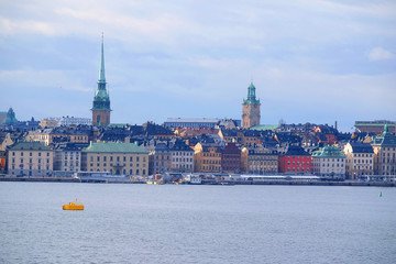 Fototapeta premium Stockholm, Sweden - March, 16, 2016: panorama of an old town of Stockholm, Sweden