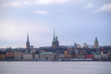Fototapeta premium Stockholm, Sweden - March, 16, 2016: landscape with the image of Stockholm, Sweden