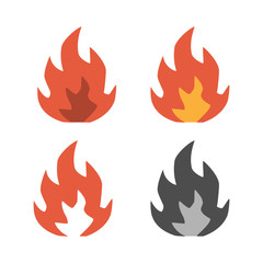 Flat icons of fire on white background. Vector isolated set of line fire.