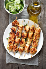 Chicken kebabs, top view