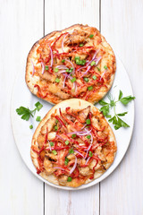 Pie with chicken meat and vegetables