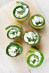 Zucchini stuffed with curd cheese