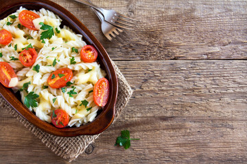 Pasta casserole with tomatoes