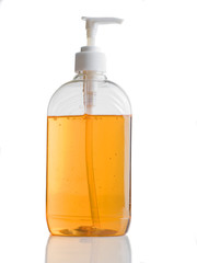 liquid soap plastic container in white background