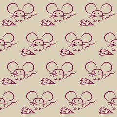 Seamless pattern with mouses. Doodle. Vector illustration