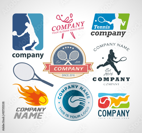 "Vector set tennis logo design elements. EPS 10, AI 10" Stock image and