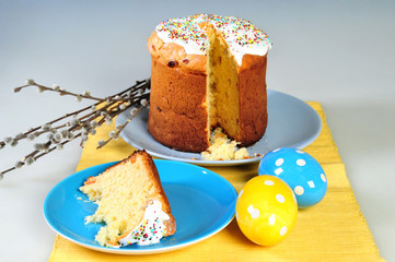 traditional table setting for the holiday Easter - easter cake a