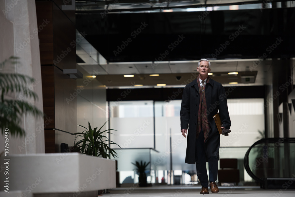 Wall mural handsome senior business man walking