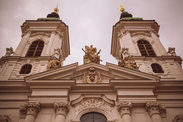 Fototapeta premium Graz, Austria - February 28, 2016. Facade of the Church of Our Lady of Succor (Mariahilferkirche) in Graz city.